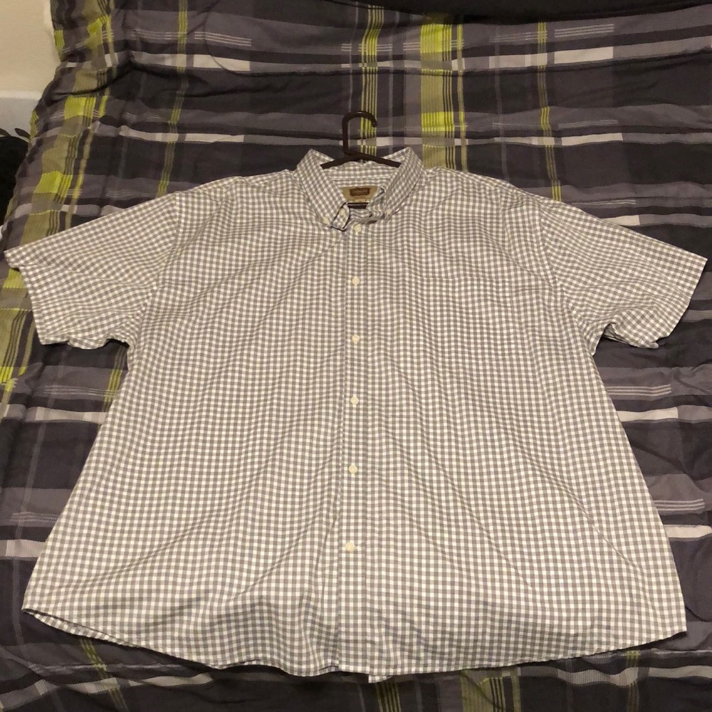 Grey and white checkered button up